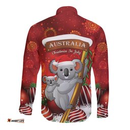 Australia Koala Long Sleeve Button Shirt Christmas In July Red