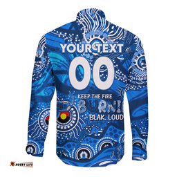 Custom NAIDOC Week 2024 Cats Long Sleeve Button Shirt Aboriginal Animals Keep The Fire Burning
