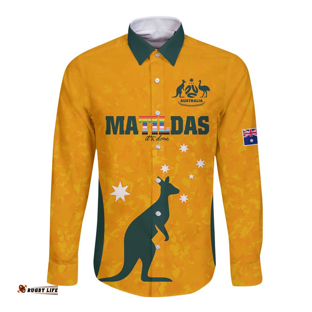 Custom Australia Matildas Pride With Kangaroo Long Sleeve Button Shirt