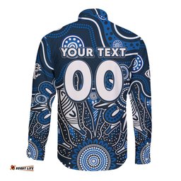 Personalised Blues NAIDOC Week 2024 Long Sleeve Button Shirt Aussie Aboriginal Art