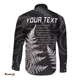 Personalised New Zealand Rugby Long Sleeve Button Shirt Aotearoa Ka Mate Haka All Black Mix Ta Moko White Style