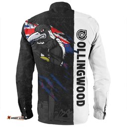 Collingwood Long Sleeve Button Shirt Burning Passion Of Power Scratch Style