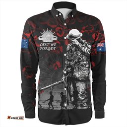 Australia Long Sleeve Button Shirt Anzac Day Poppy Pride Honoring The Fallen
