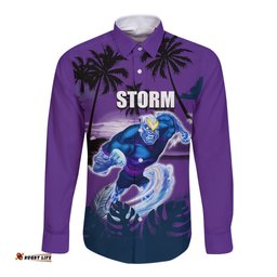 NRL Storm Long Sleeve Button Shirt Summer Vibe Style