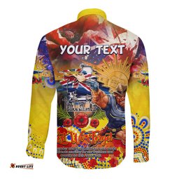 Personalised Australia Rugby Cowboys ANZAC Long Sleeve Button Shirt North Queensland Scratch Style
