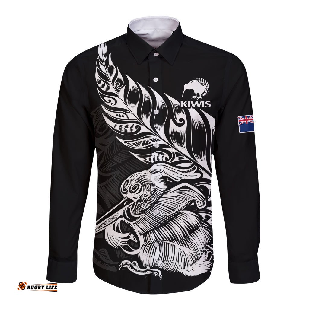 New Zealand Kiwi Rugby Long Sleeve Button Shirt