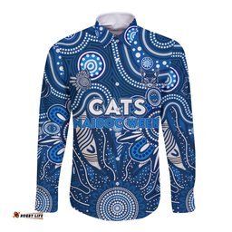 Personalised Cats NAIDOC Week 2024 Long Sleeve Button Shirt Aussie Aboriginal Art