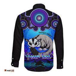 Personalised Australia Gemini Sugar Gilder Zodiac Long Sleeve Button Shirt Auz Astrology Aboriginal Blue