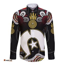 Torest Trait Islands Mix Aboriginal Pattern Long Sleeve Button Shirt TS04