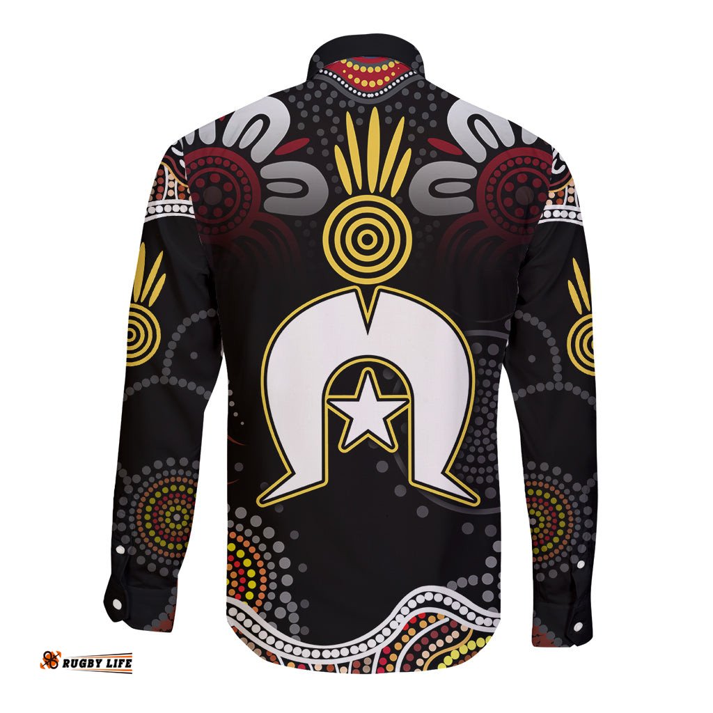 Torest Trait Islands Mix Aboriginal Pattern Long Sleeve Button Shirt TS04