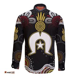 Torest Trait Islands Mix Aboriginal Pattern Long Sleeve Button Shirt TS04