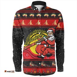 Australia Long Sleeve Button Shirt Ripper Aboriginal Christmas Down Under