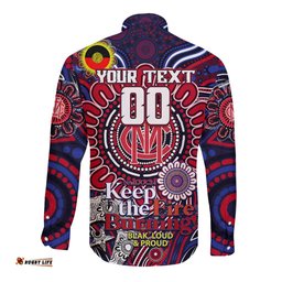 Custom Melbourne Demons NAIDOC Week 2024 Long Sleeve Button Shirt Mascot Football