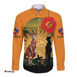 Australia Wallabies Rugby ANZAC Day Long Sleeve Button Shirt 2024 Lest We Forget