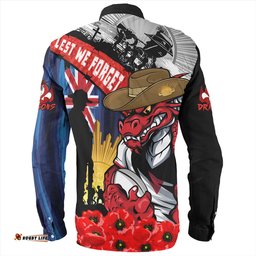 St. George Illawarra Dragons Long Sleeve Button Shirt United In Spirit Anzac Day Tribute