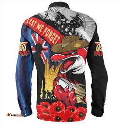 Redcliffe Dolphins Long Sleeve Button Shirt United In Spirit Anzac Day Tribute