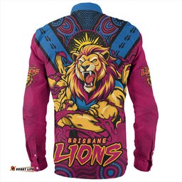 Brisbane Lions Long Sleeve Button Shirt Ripped Legacy Of The Game