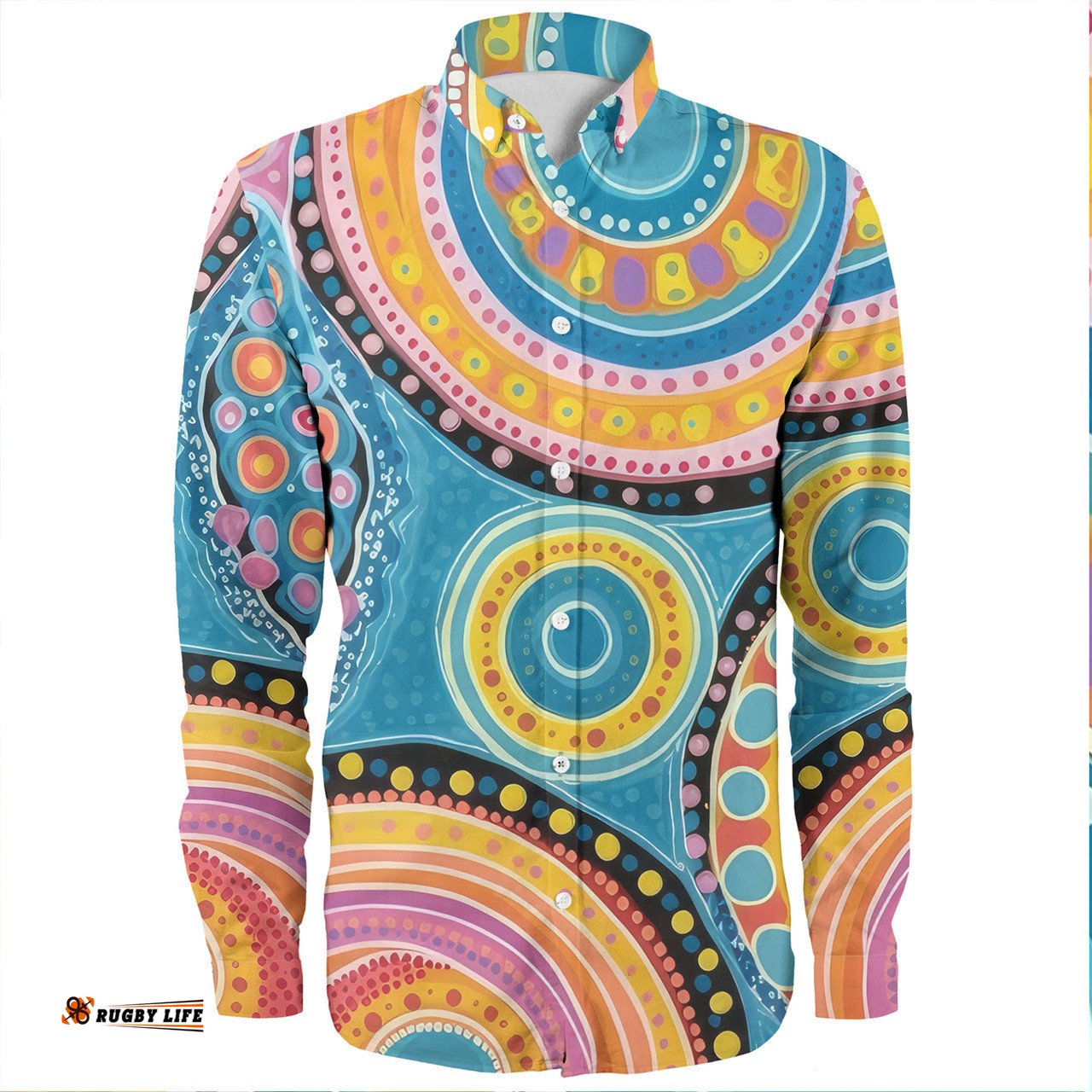 Australia Aboriginal Long Sleeve Button Shirts - Dots Art And Colorful Pattern Long Sleeve Button Shirts