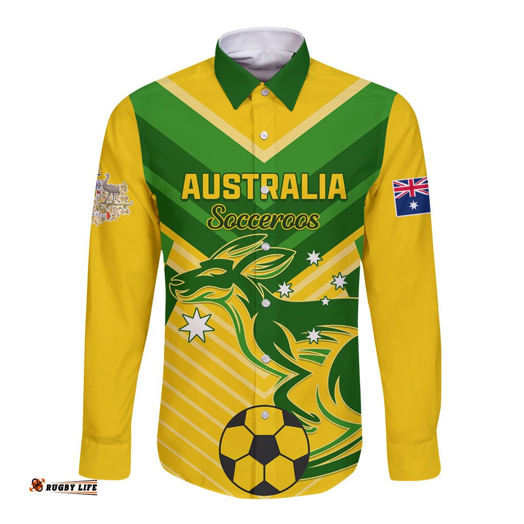 Australia Soccer Long Sleeve Button Shirt Go Socceroos