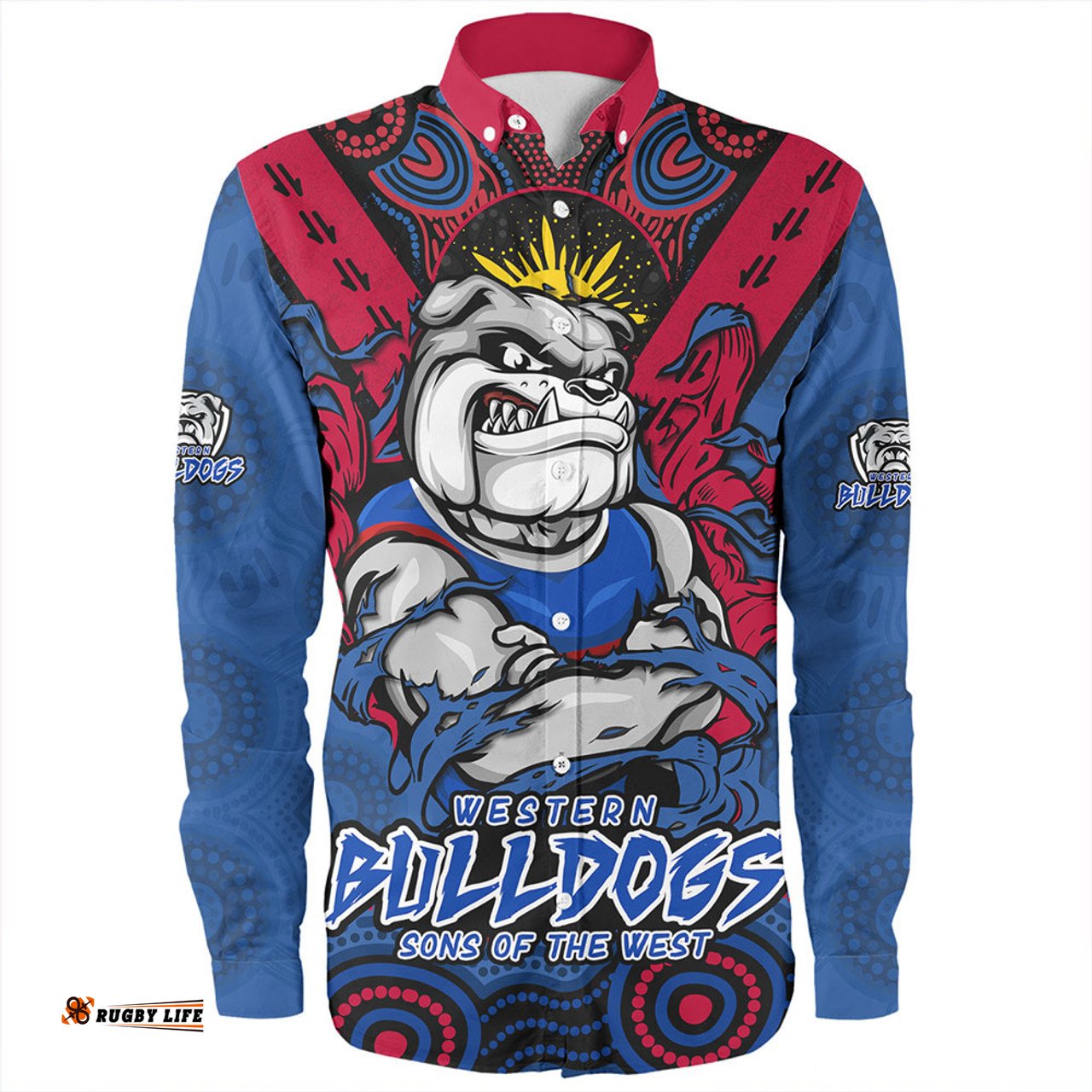 Western Bulldogs Long Sleeve Button Shirt Ripped Legacy Of The Game