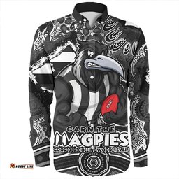 Collingwood Long Sleeve Button Shirt Blazing Spirit Of Victory