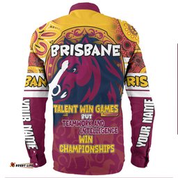Brisbane Broncos Long Sleeve Button Shirt - Custom Talent Win Games But Teamwork And Intelligence Win Championships With Aboriginal Style