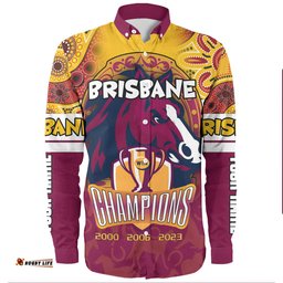 Brisbane Broncos Long Sleeve Button Shirt - Custom Talent Win Games But Teamwork And Intelligence Win Championships With Aboriginal Style