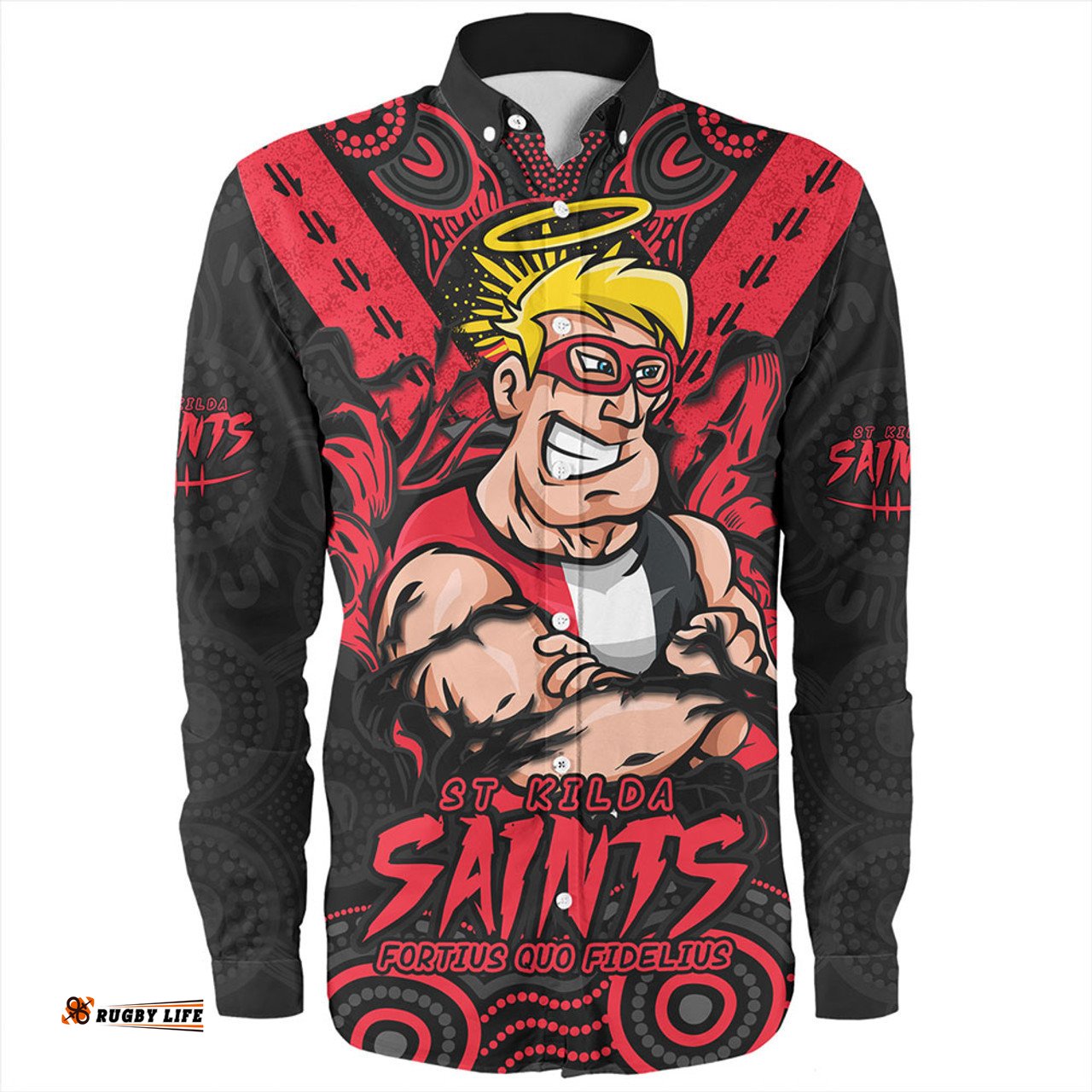 St Kilda Long Sleeve Button Shirt Ripped Legacy Of The Game