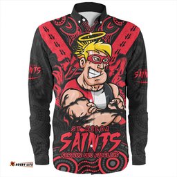 St Kilda Long Sleeve Button Shirt Ripped Legacy Of The Game