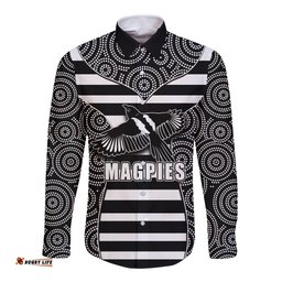 AFL - Magpies Long Sleeve Button Shirt Mix Dot Aboriginal