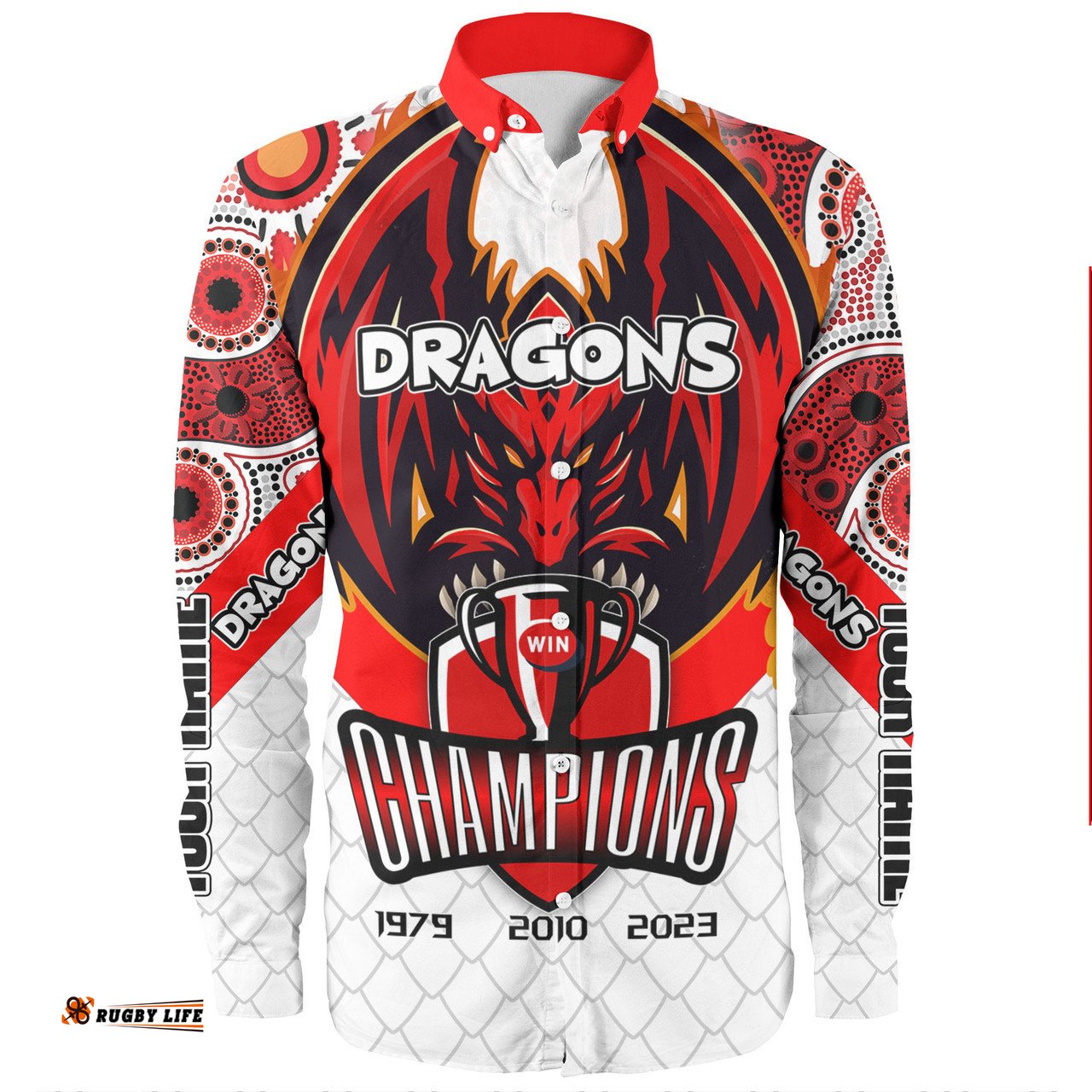 St. George Illawarra Dragons Long Sleeve Button Shirt - Custom Talent Win Games But Teamwork And Intelligence Win Championships With Aboriginal Style