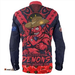 Melbourne Long Sleeve Button Shirt Ripped Legacy Of The Game The ANZAC Spirit Lives On
