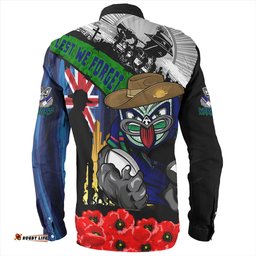 New Zealand Warriors Long Sleeve Button Shirt United In Spirit Anzac Day Tribute