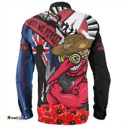 Essendon Long Sleeve Button Shirt Anzac Day Honor United In Spirit