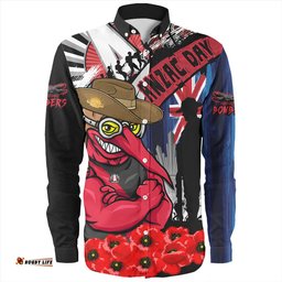 Essendon Long Sleeve Button Shirt Anzac Day Honor United In Spirit