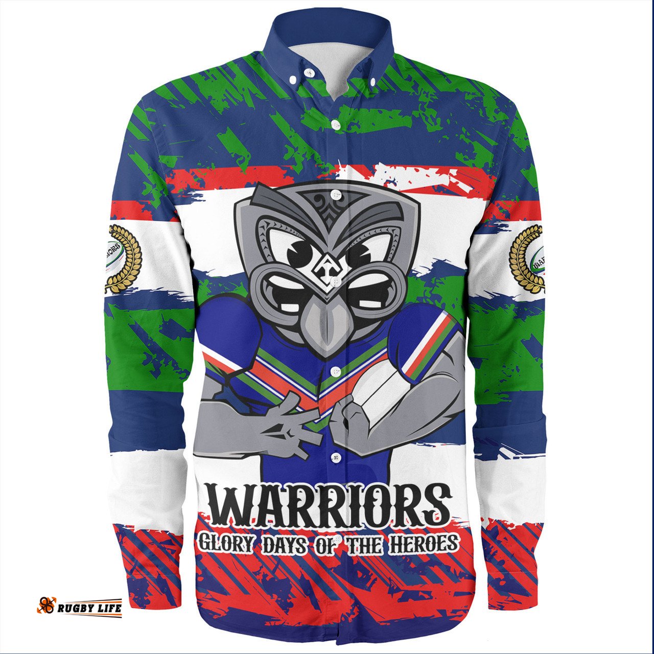 New Zealand Warriors Sport Long Sleeve Button Shirt - Theme Song Inspired