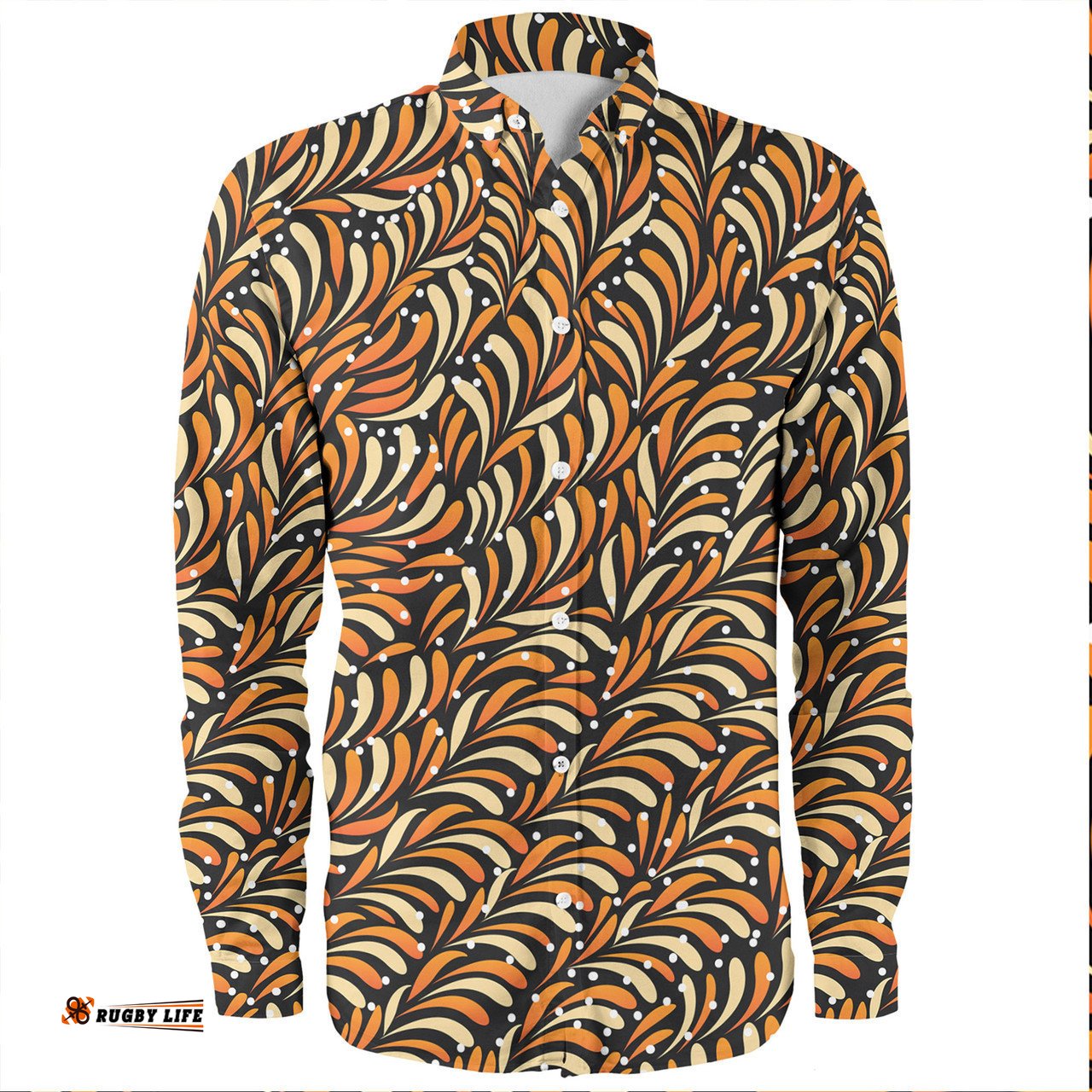 Australia Aboriginal Long Sleeve Button Shirts - Seamless Bush Leaves Long Sleeve Button Shirts