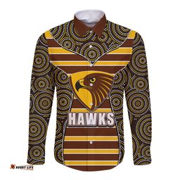 AFL - Hawks Long Sleeve Button Shirt Mix Dot Aboriginal