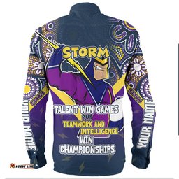 Melbourne Storm Long Sleeve Button Shirt - Custom Talent Win Games But Teamwork And Intelligence Win Championships With Aboriginal Style