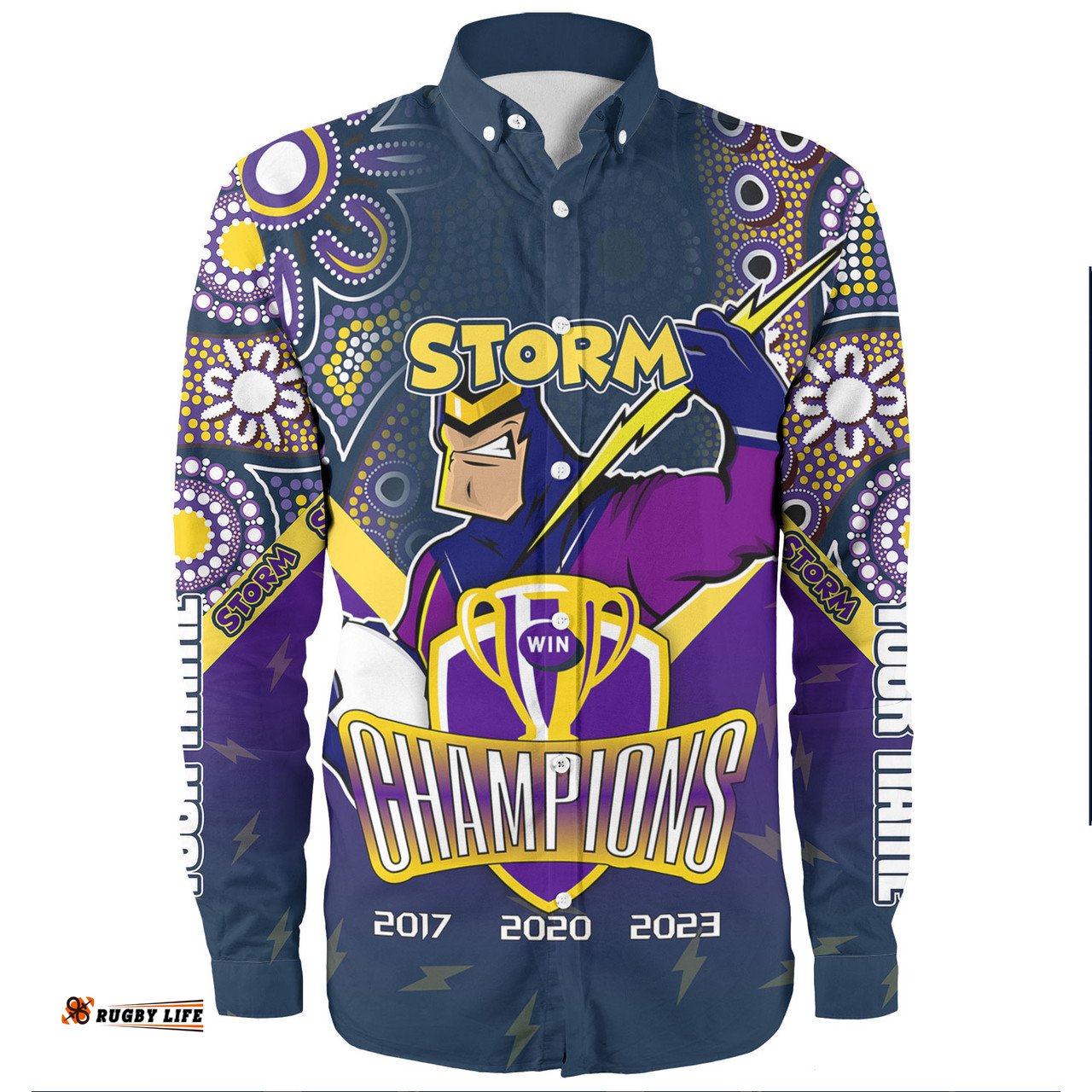 Melbourne Storm Long Sleeve Button Shirt - Custom Talent Win Games But Teamwork And Intelligence Win Championships With Aboriginal Style