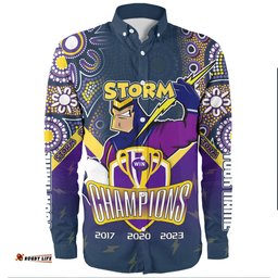 Melbourne Storm Long Sleeve Button Shirt - Custom Talent Win Games But Teamwork And Intelligence Win Championships With Aboriginal Style