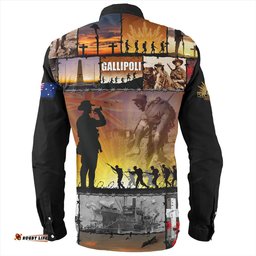 Australia Long Sleeve Button Shirt Anzac Day Honoring Gallipoli Heroes Memorial