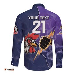 NRL Storm-Rooster Mascot Custom Long Sleeve Button Shirt Cracked Metal Style