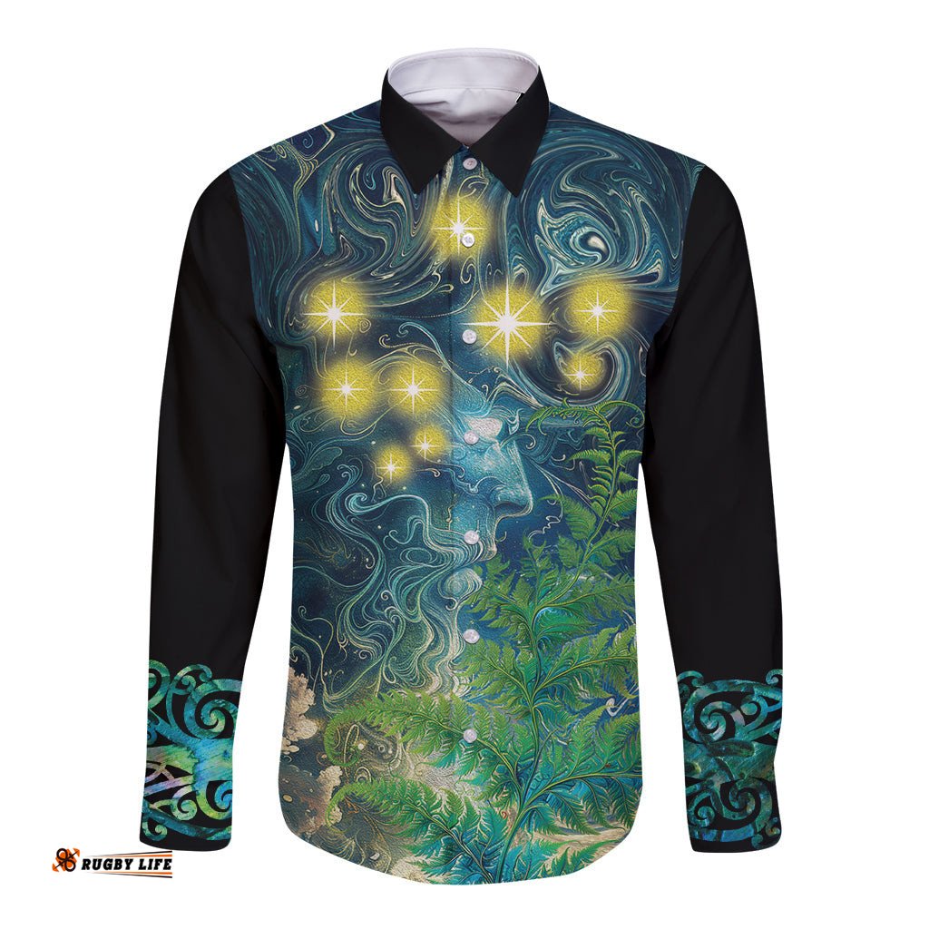 New Zealand Matariki Waipuna-a-rangi Long Sleeve Button Shirt He Roimata o Rangi