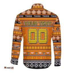 Personalized Tigers Football Xmas Long Sleeve Button Shirt Australia AFL Mascot