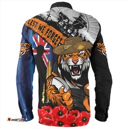 Wests Tigers Long Sleeve Button Shirt United In Spirit Anzac Day Tribute