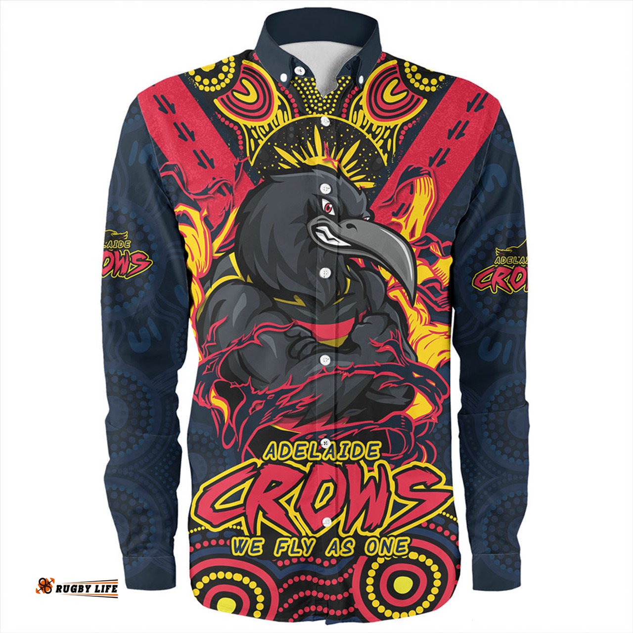 Adelaide Crows Long Sleeve Button Shirt Ripped Legacy of the Game