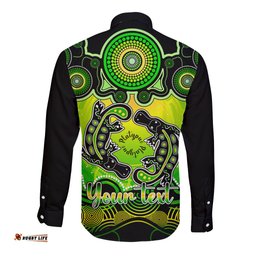 Personalised Australia Pisces Platypus Zodiac Long Sleeve Button Shirt Auz Astrology Aboriginal Green