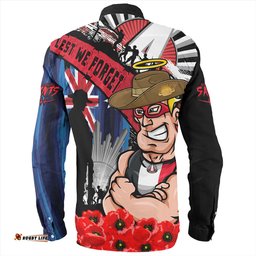 St Kilda Long Sleeve Button Shirt Anzac Day Honor United In Spirit