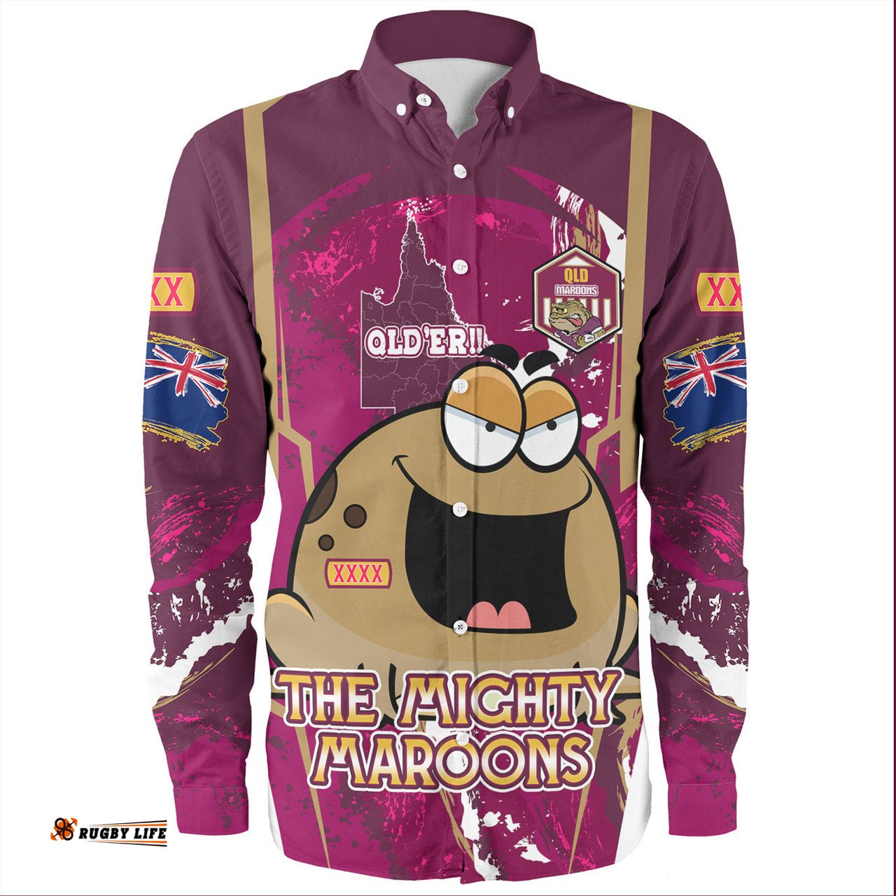 Cane Toads Sport Long Sleeve Button Shirt - Custom Go Mighty Inspired